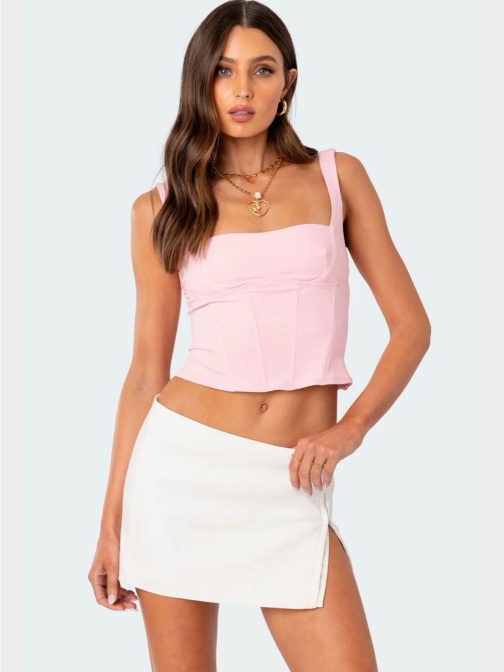 Edikted Light Pink Bustier Tank Top